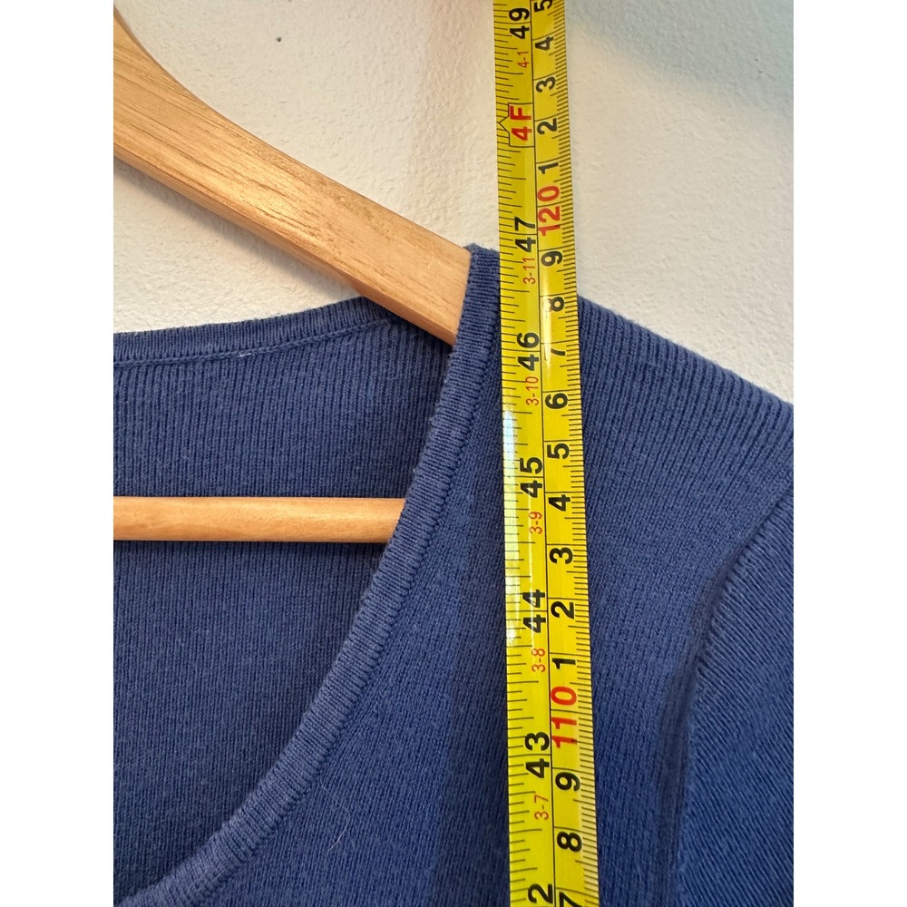 Banana Republic Blue Short Sleeve Ribbed Knit Scoop Neck Sweater Dress | Medium - Picture 4 of 6